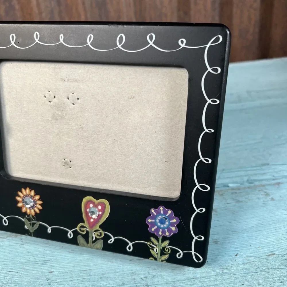 Hand-Painted Decorative Photo Frame For 4 X 6 Print Floral Theme